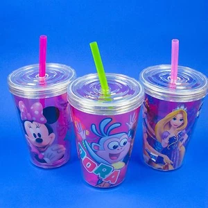 MINNIE MOUSE PRINCESS DORA HELLO KITTY 13oz INSULATED DRINK WATER CUP W/ STRAW - Picture 1 of 21