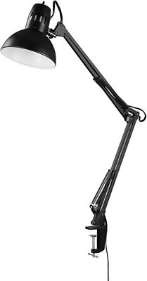 GLOBE Electric 12641 Architect 32" Swing-Arm Clamp-On Lamp, Black Architect, Fin - Image 1 of 4