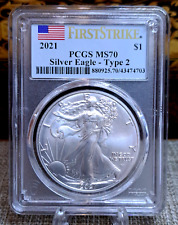 PCGS MS 70 First strike USA American Eagle Type 2 silver 2021 1 Oz 999 coin