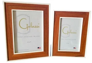 (SET OF 2) ~ GALASSI 4" x 6" + 5" x 7" WOOD w/WHITE BORDER ITALIAN PICTURE FRAME - Picture 1 of 2
