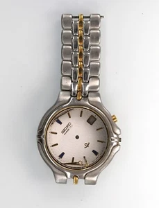 Reloj Seiko Kinetic Hombre 5M42-0A69 Plata Oro Inoxidable Blanco NO FUNCIONA - Imagen 1 de 5