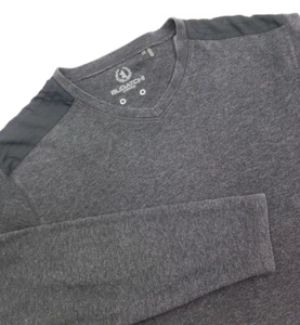 Bugatchi Uomo XL Mens Sweater Shoulder Patch Black Cotton Black Grey - Picture 1 of 10