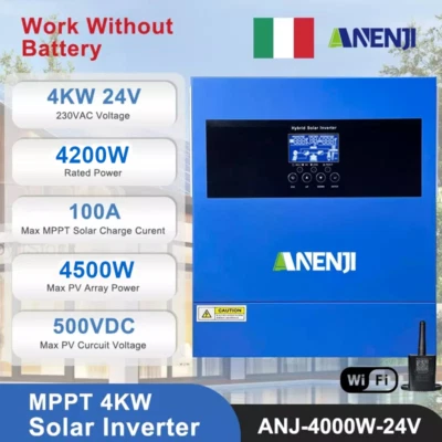 4000W Inverter Solare Off-Grid Ibrido MPPT100A Pure Sine Wave 24V 220V 500V WIFI - Bild 1 von 4