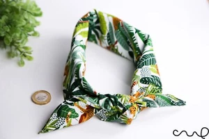 Bufanda de cuello de diadema única de algodón Chita verde pañuelo retro chic hecha a mano Z - Imagen 1 de 12