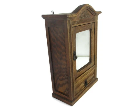 Bathroom Apothecary Medicine Cabinet  Ornate  Hand Carved Wood Farmhouse Style Cover