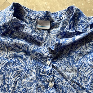 Columbia PFG Womens Shirt Small Fishing Floral Blue Button Up Top Active - Picture 1 of 7