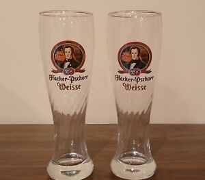 Set of 2 Hacker-Pschorr Weisse German Beer Glasses 0.5L Oktoberfest NEW