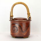 Artisan Handmade Clay Pot Lunch Pail with Bamboo Handle with Lid