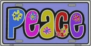PEACE AND FLOWERS METAL NOVELTY LICENSE PLATE TAG - Picture 1 of 1