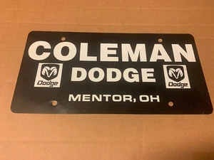 Placa de matrícula de refuerzo de concesionario de automóviles Coleman Dodge Mentor Ohio - Imagen 1 de 2