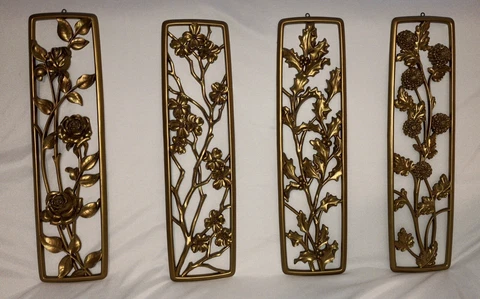DART INDUSTRIES GOLD WALL HANGING WALL  PANELS (LOT OF 4) 1960s MCM Style 4773 Cover