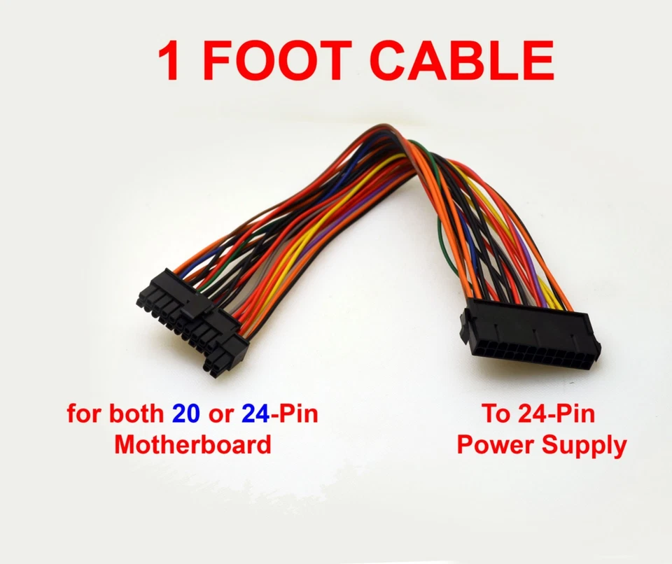 24-Pin ATX Computer PC Power Extension Cable Male to Female 30cm / 12 inches - Image 1 of 1