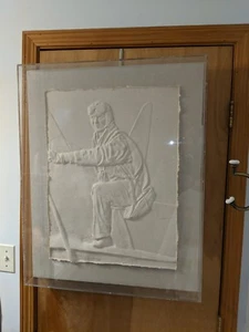 Leon Lee Bleifeld Pilot Framed Cast Paper Relief Sculpture Signed 1988 - Picture 1 of 10