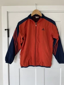 Adidas Track Jacket Girls Size: M 10-12 Orange & Blue Longsleeve Lightweight - Picture 1 of 7