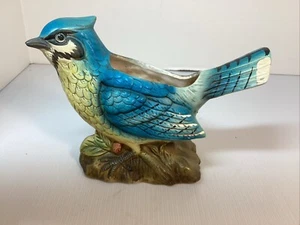 Maceta de pájaros vintage Inarco Japón Bluejay 5,5 de alto, longitud es de 7 pulgadas - Imagen 1 de 12