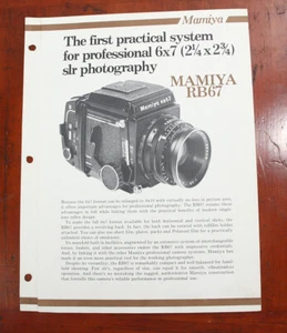 FOLLETO DE VENTAS MAMIYA RB67 MA-345/GFS/15M/7-70/218991 - Imagen 1 de 1