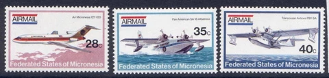 Micronesia C1-3 MNH Aircraft, Boeing 727, Catalina, Albatross Flying boat Cover