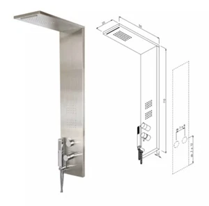 PANNELLO COLONNA DOCCIA METAFORM TREND SPAZZOLATO IDROMASSAGGIO E CASCATA INOX - Foto 1 di 1