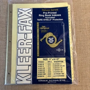 Kleer-Fax Letter Tab Ring Book Indexes/Dividers 11 x 8 1/2 Extra Strength NOS - Picture 1 of 4