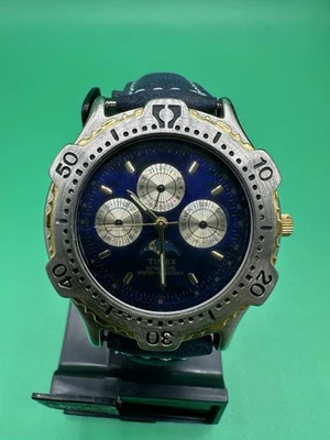 Reloj de cuarzo vintage TIMEX calendario fase lunar cronógrafo esfera azul 50M para hombre Foto 1 de 4