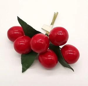 Kirschen Kunstblume Sebnitz Weihnachtsschmuck Christbaumschmuck Früchte Watte - Bild 1 von 3
