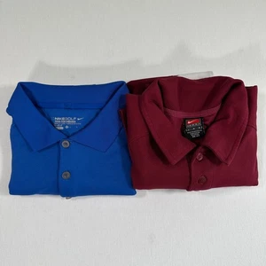 2 Nike Mens Golf Polo Team Apparel Size L Red Blue Athletic Shirt - Picture 1 of 24