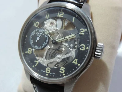 ZENO-WATCH Skeleton Mechanical Watch Big Face Men's Small Second 874E - Image 1 of 4