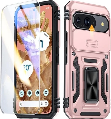 Case for Google Pixel 9 / Pro, with  9H Screen Protector Shockproof Kickstand - Image 1 of 4