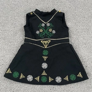 American Girl Irish Dance Costume Dress Black Gold Celtic Design Black Retired - Picture 1 of 11