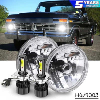 Par de faros LED blancos de 7" pulgadas para camioneta Ford F100 F250 F350 1953-1977 Foto 1 de 4