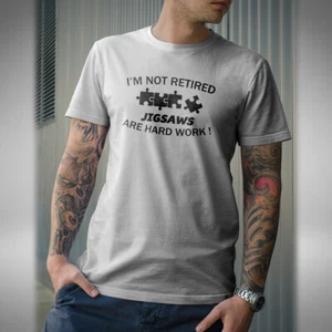 Jigsaw Retirement T-Shirt Funny Retired Puzzle Tabs Blanks Sizes Small to 5XL - Picture 1 of 6