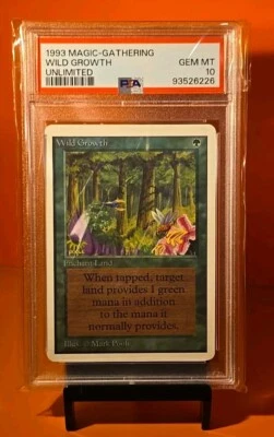 🟢🟢🟢 1993 Magic the Gathering Unlimited WILD GROWTH PSA 10 💎MINT 🟢🟢🟢 - Image 1 of 2