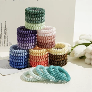 6 Spiral Haargummi Telefonkabel Zopfgummi Sporthaargummi elastisch Gummiband Set - Picture 1 of 19