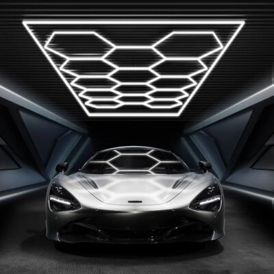 Hexagon Garage Light 14 Grid LED Ceiling Lamp 6500K Super Bright Honeycomb Light - Image 1 of 4