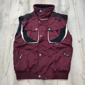 Vintage Spyder Burgundy Vest Outdoor Insulated Lined Full Zip Snap Kids Sz 16 - Picture 1 of 11