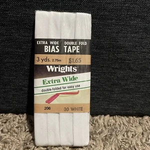 Wrights Bias Tape Extra Wide 3 yards 30 White 206 - Picture 1 of 2