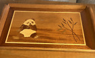 Vintage Vintage Wood Tray Serving Tray Inlaid Marquetry Hand Made Sitting Panada