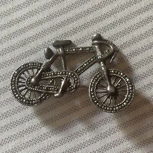 Vintage Antik Echt 925 Silber Fahrrad Pin Fahrrad - Bild 1 von 3