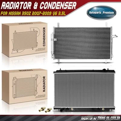 Kit de refrigeración de radiador y condensador de CA para Nissan 350Z 2007-2009 V6 3,5 L transmisión automática Foto 1 de 4