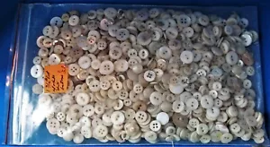 About 1 3/16 Pound Bag of Mostly 2 and 4 Hole Smaller White Shell Buttons - Picture 1 of 8