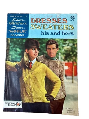 American Thread Star Book 213 Dresses Sweaters His Hers Knitted Crochet Projects - Image 1 of 4
