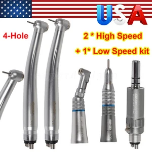 NSK Style Dental Handpiece 2 * High Speed + 1 * Low Speed Handpiece Kit 4-Holes - Picture 1 of 12