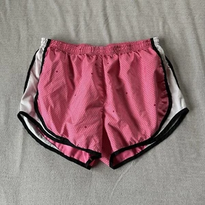 Nike Dri-Fit Womens Pink Shorts Large Workout Athletic Polka Dot - Picture 1 of 6