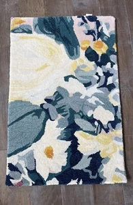 Anthropologie 3 X 2 60% Wool 40% Rayon Floral Rug Door Mat - Picture 1 of 4