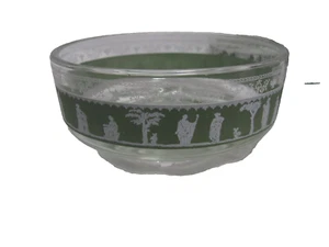 4 Vintage Jeanette Glass Wedgewood Green Greek Key Bowls 4.5" - Picture 1 of 4