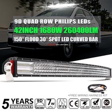 9D Curved Philips 42Inch 1680W Combo LED Work Light Bar Truck Offroad Quad Rows
