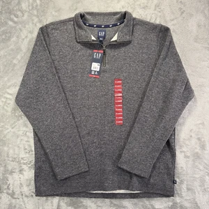 GAP Sweatshirt Men XL Charcoal Half-Zip Pullover Knit Long Sleeve Preppy Outdoor - Picture 1 of 10