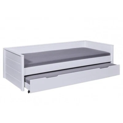 Letto Singolo Bianco con Cassettone Contenitore Estraibile da Cameretta - Immagine 1 di 4