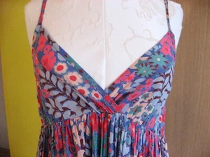 Boho Floral Maxi Dress - S 6 8 10 Adjustable Straps Cotton Vintage Style - Picture 1 of 7
