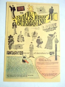 1969 Color Ad Beatles Yellow Submarine Pop-Out Art Decorations, Golden Press - Picture 1 of 1